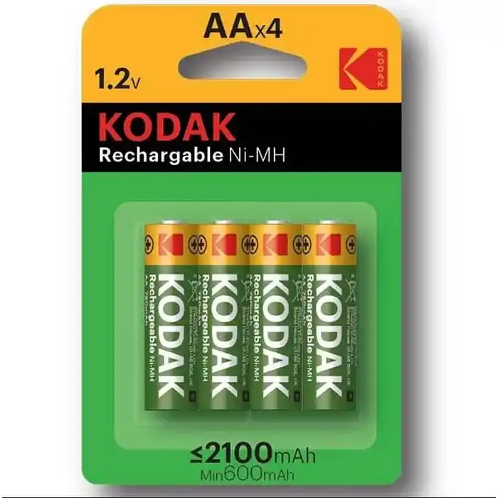 Набор 4 батареи, KODAK, Перезаряжаемый, 2100 мАч, AA, 1.2 Вольт, Ni-MH, R6