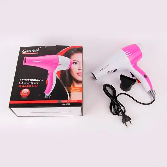 Фен для волос, GEMEI, Белый/Розовый..