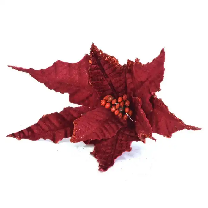 Декоративный рождественский цветок, GLOBAL CHRISTMAS, Бордо, 25см