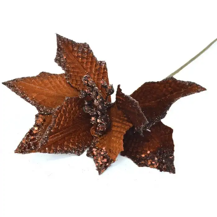 Декоративный рождественский цветок, GLOBAL CHRISTMAS, Коричневый, 23см