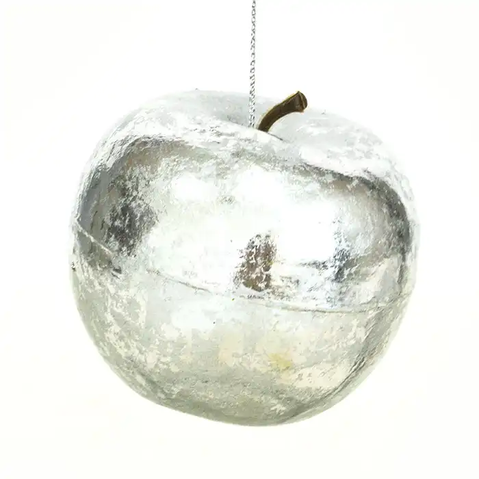 Набор 2 декоративных яблок, GLOBAL CHRISTMAS, Cеребристый