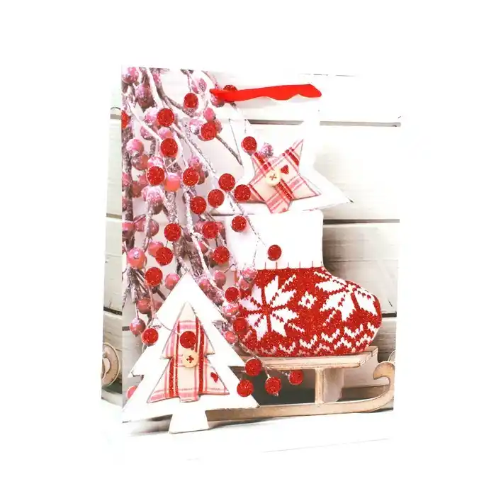 Подарочный пакет, GLOBAL CHRISTMAS, Рождество, 40см, 31см, 12см, C рисунком, Бумага