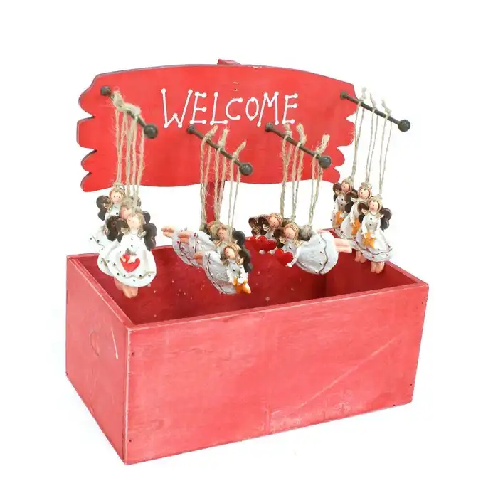 Рождественское украшение ангел, GLOBAL CHRISTMAS, Дерево / Керамика, Разноцветный