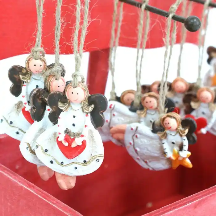 Рождественское украшение ангел, GLOBAL CHRISTMAS, Дерево / Керамика, Разноцветный