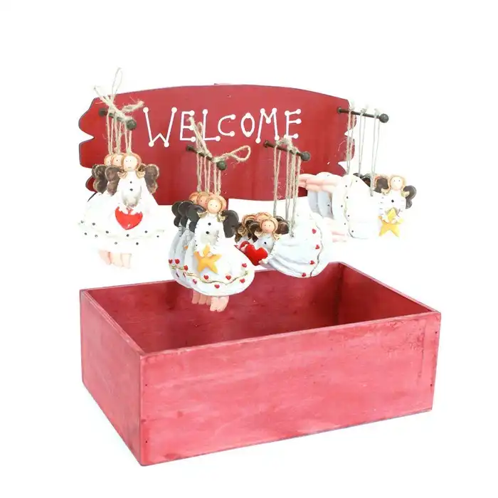 Рождественское украшение ангел, GLOBAL CHRISTMAS, Рождество, Дерево / Керамика, Разноцветный