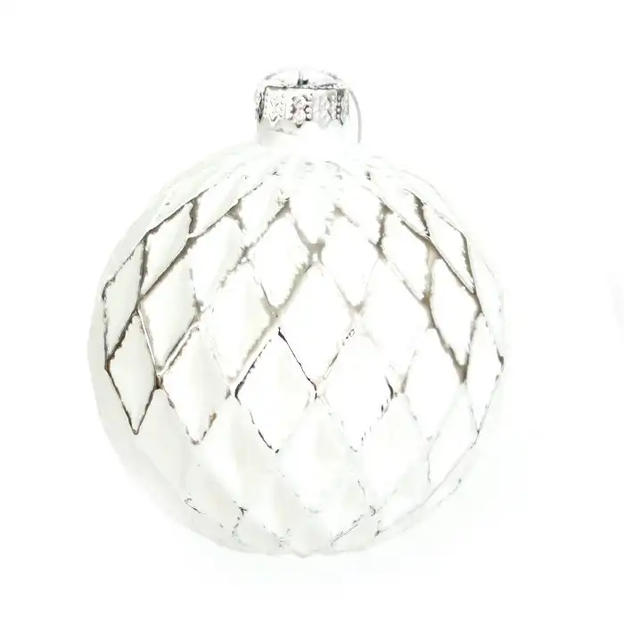 Cumpara  Bile de Crăciun - Новогодний шар Белый /Серебряный, 8см, Стекло..