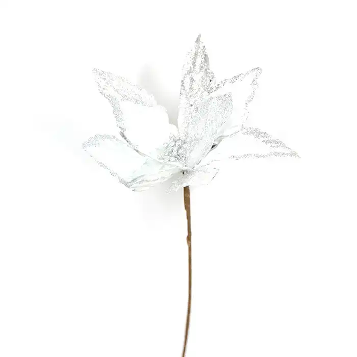 Рождественский декоративный цветок, GLOBAL CHRISTMAS, Cеребристый, 31см