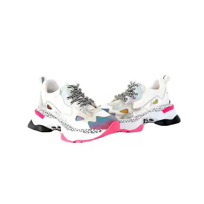 Кроссовки женские, KOSAK, 36-40, Белый /Серебряный, Экокожа, Пена ЕВА, Спорт, Шнурки