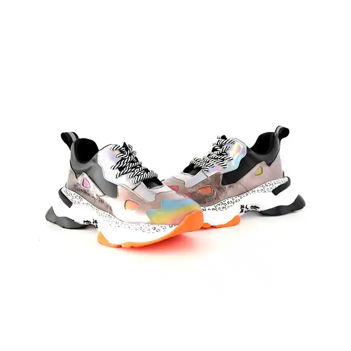 Кроссовки женские, KOSAK, 36-40, Черный/Серебро, Экокожа, Пена ЕВА, Спорт, Шнурки