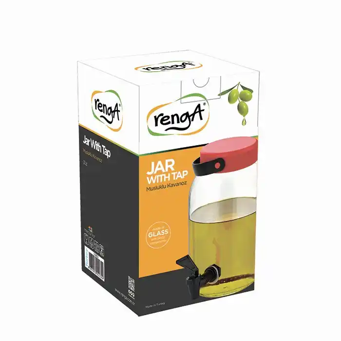 Диспенсер для напитков, RENGA, Macro, 3Л, Стекло, С крышкой, Пластик