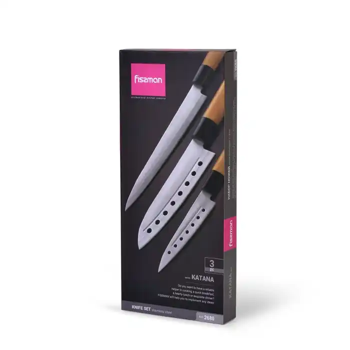 Набор из 3 ножей, FISSMAN, Katana, Нержавеющая Сталь
