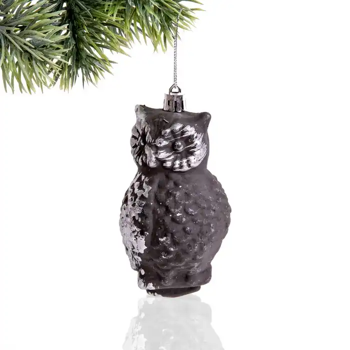 Новогоднее украшение сова, GLOBAL CHRISTMAS, Синий, 10см