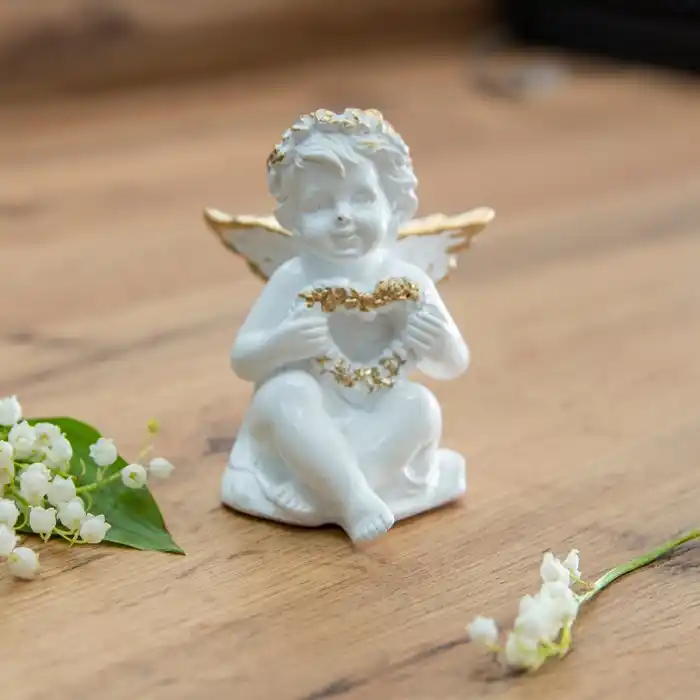 Сувенир ангел, ORIENS, Valentin, Белый/Золотистый, Гипс