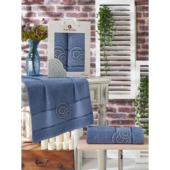 Набор 2 полотенца, MERZUKA, Rings, 50x90 см, 70x140 cм, Хлопок, Различные Цвета