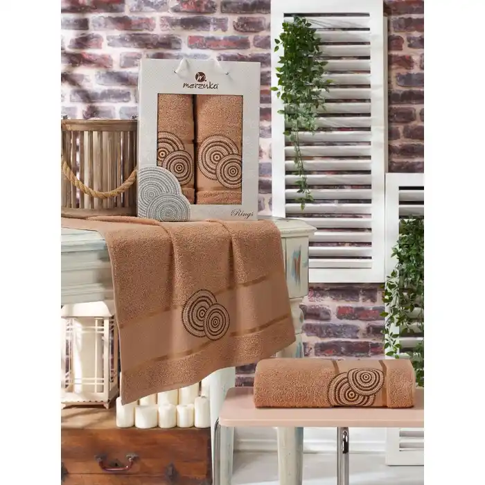 Набор 2 полотенца, MERZUKA, Rings, 50x90 см, 70x140 cм, Хлопок, Различные Цвета