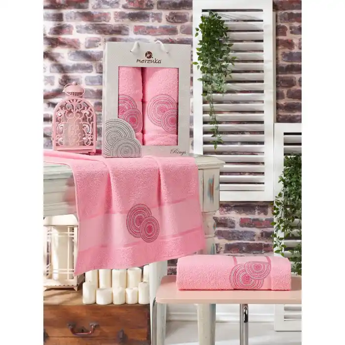 Набор 2 полотенца, MERZUKA, Rings, 50x90 см, 70x140 cм, Хлопок, Различные Цвета