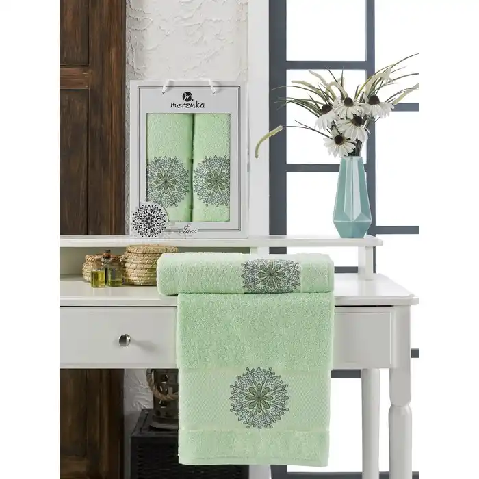 Набор 2 полотенца, MERZUKA, Inci, 50x90 см, 70x140 cм, Хлопок, Различные Цвета