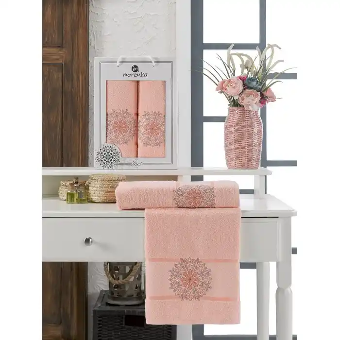 Набор 2 полотенца, MERZUKA, Inci, 50x90 см, 70x140 cм, Хлопок, Различные Цвета