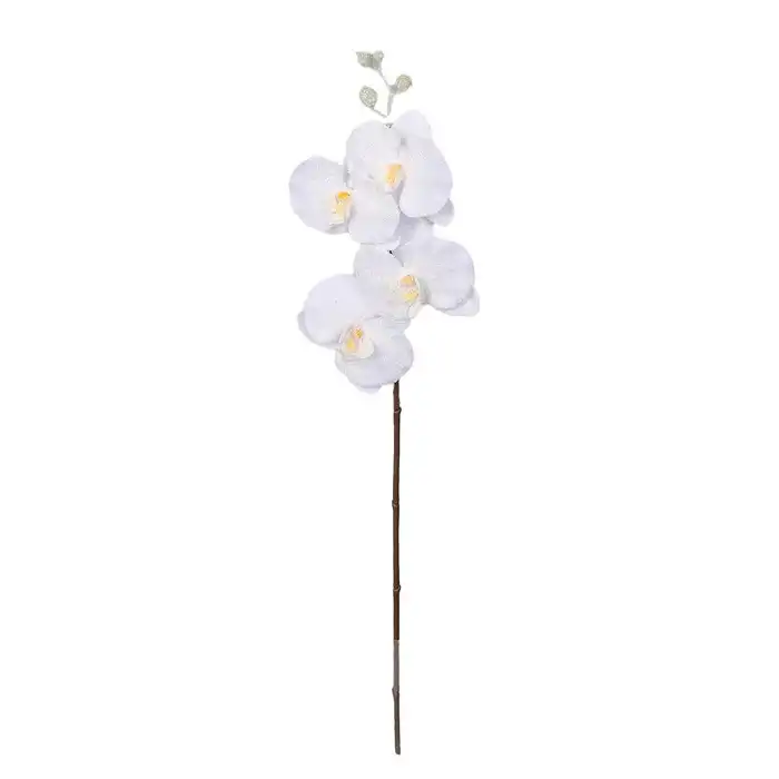 Искусственный цветок, GLOBAL CHRISTMAS, Орхидея, Белый, 65см