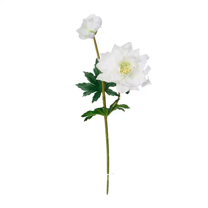 Искусственный цветок, GLOBAL CHRISTMAS, Роза, Белый, 43см
