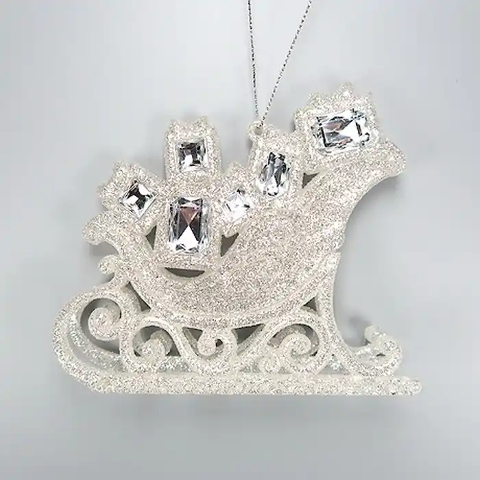 Елочные украшение, GLOBAL CHRISTMAS, сани, Cеребристый, Акрил