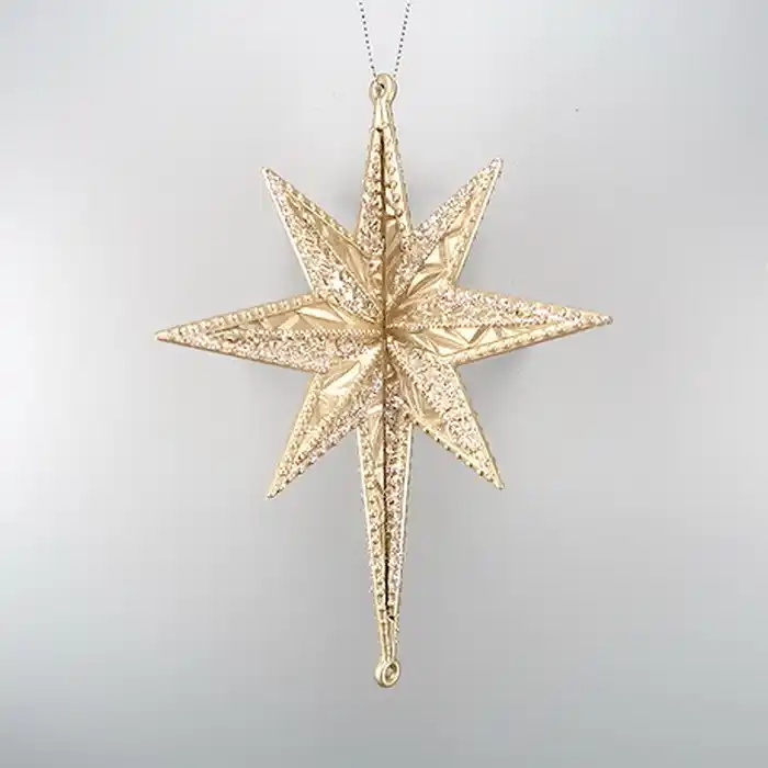 Елочные украшение, GLOBAL CHRISTMAS, Звезда, Шампань, Блестящий, Акрил