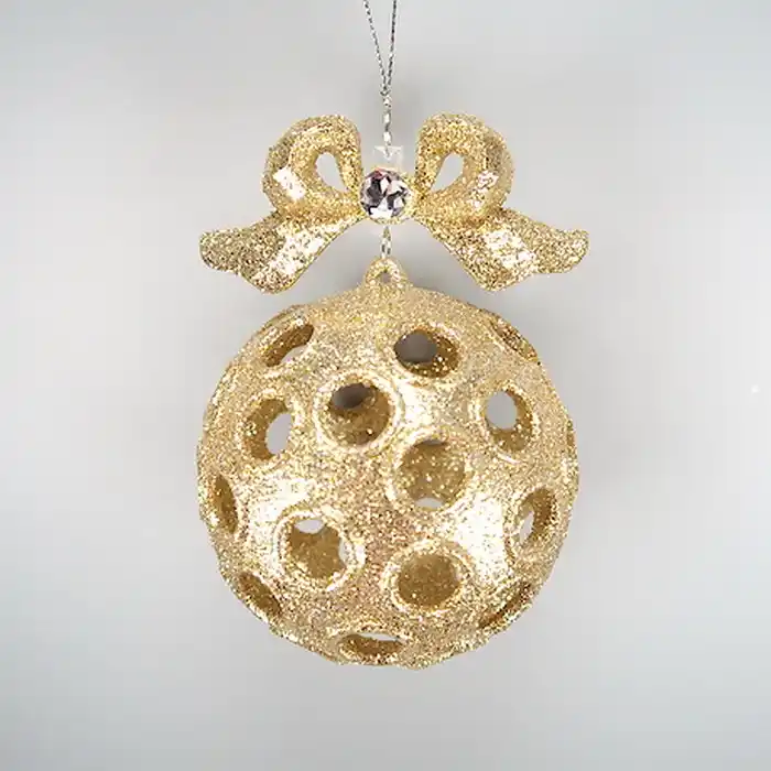 Елочные украшение, GLOBAL CHRISTMAS, Орнамент, Золотистый, Блестящий, Акрил