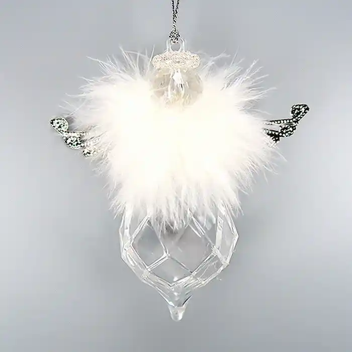 Елочные украшение, GLOBAL CHRISTMAS, Орнамент, Прозрачный/Белый, Акрил