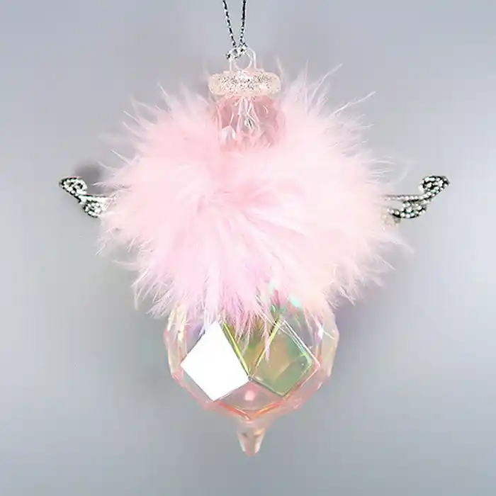 Елочные украшение, GLOBAL CHRISTMAS, Орнамент, Прозрачный/Розовый, Акрил