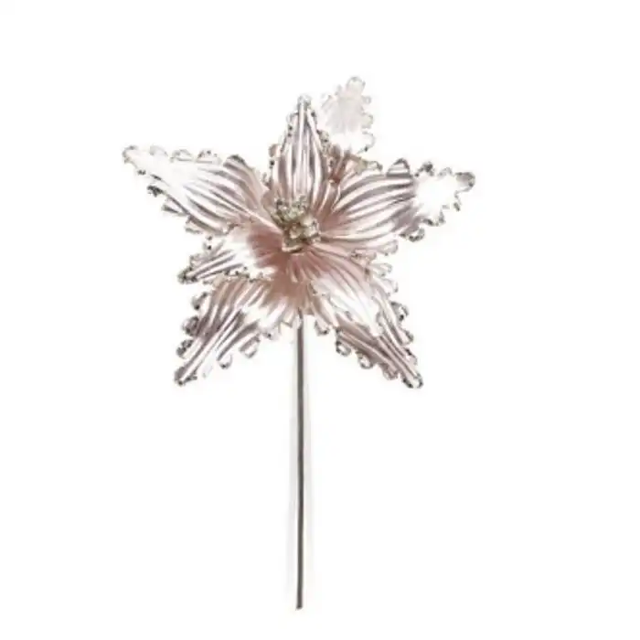 Рождественский цветок, GLOBAL CHRISTMAS, Рождественский цветок, Блестящий, Пудра, 24cм