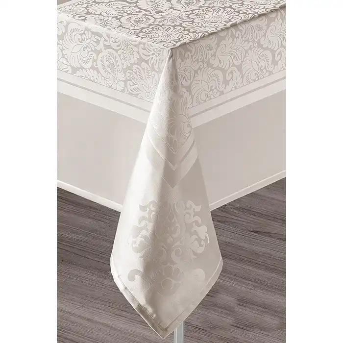 Набор скатерть с салфетками, BIRHOME, 220см, 160см, 8 человек, 9 предметов, Кремовый, Хлопок