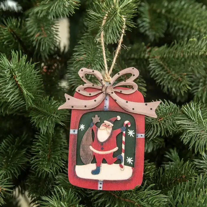 Украшение санта-клаус, GLOBAL CHRISTMAS, Дерево, Различные Цвета, 12см, 9см