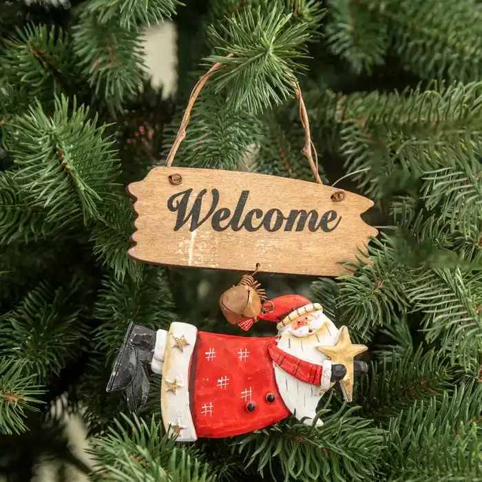 Украшение санта-клаус, GLOBAL CHRISTMAS, Дерево, Красный/Белый