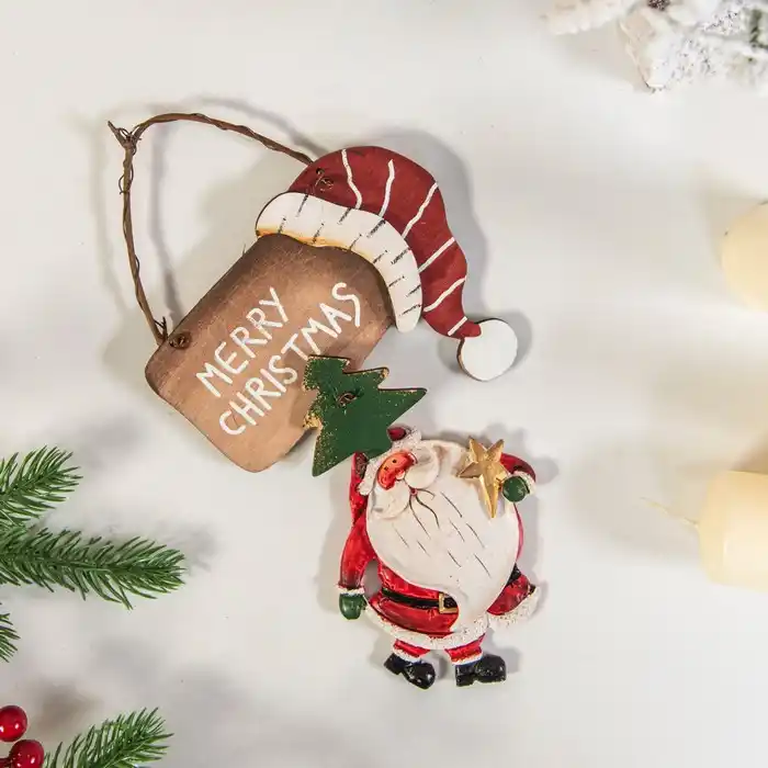 Рождественское украшение, GLOBAL CHRISTMAS, Дерево, Красный/Белый