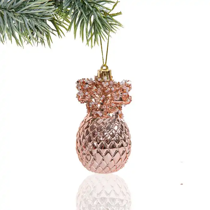 Украшение для рождество (3шт/набор), GLOBAL CHRISTMAS, Рубин / розовое золото, 8.5см, Пластик