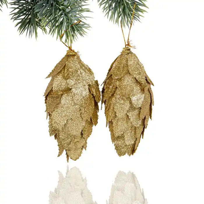 Новогоднее украшение, GLOBAL CHRISTMAS, Конический, Золотистый, 13.5см, 7см