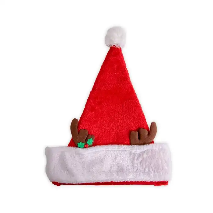 Шапка санта клаус, GLOBAL CHRISTMAS, 40см, 30см, Белый / Красный