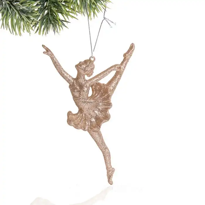 Елочные украшение, GLOBAL CHRISTMAS, Балерина, Золотистый, 16см, 9.5см