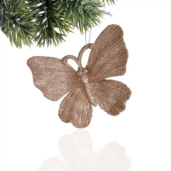 Рождественское украшение сердце, GLOBAL CHRISTMAS, Бабочка, Золотистый, 10.5см