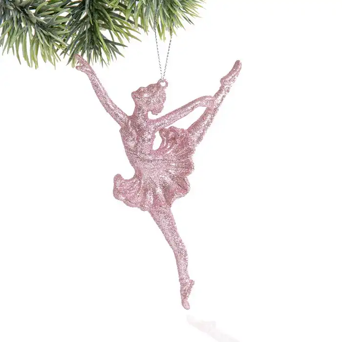 Новогоднее украшение, GLOBAL CHRISTMAS, Балерина, Розовый, 16см, 9.5см