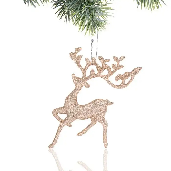 Елочные украшение оленъ, GLOBAL CHRISTMAS, 10.5см, 15см, Kоралловый