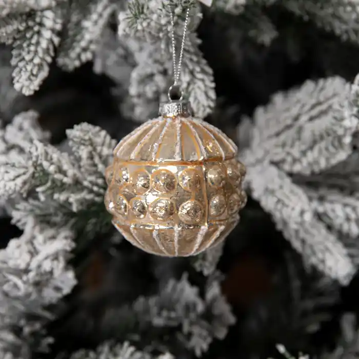 Новогоднее украшение, GLOBAL CHRISTMAS, Золотистый, 8см, Стекло