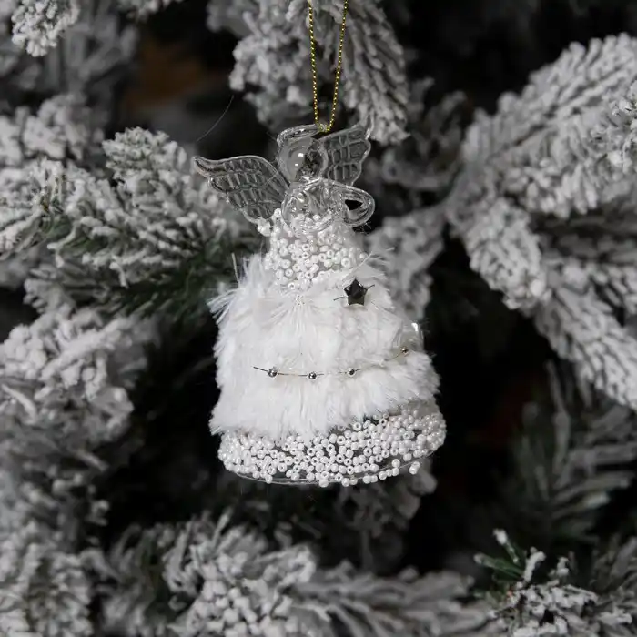 Новогоднее украшение, GLOBAL CHRISTMAS, Белый, 10см, 6см, Стекло