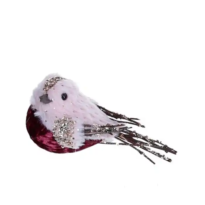 Рождественские украшения, PAULA, Птица, Бордовый/Розовый
