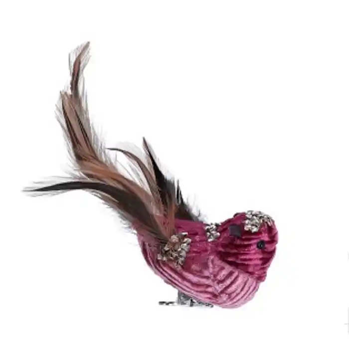 Рождественские украшения, PAULA, Птица, Бордовый/Розовый