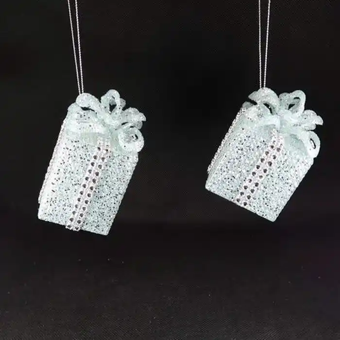 Елочные украшение, GLOBAL CHRISTMAS, Подарок, Голубой, Акрил