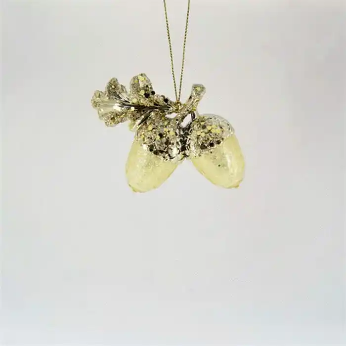 Елочные украшение, GLOBAL CHRISTMAS, Желудь, Золотистый, Акрил