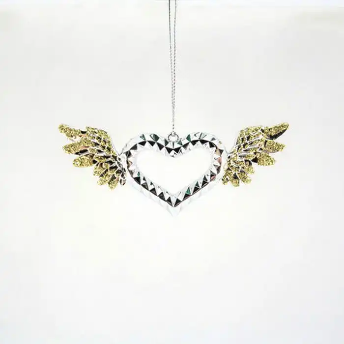 Елочные украшение, GLOBAL CHRISTMAS, Сердце, Cеребристый/Золотой, Акрил