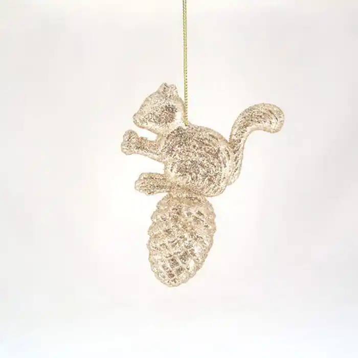 Елочные украшение, GLOBAL CHRISTMAS, Белка на желуде, Золотистый, Акрил