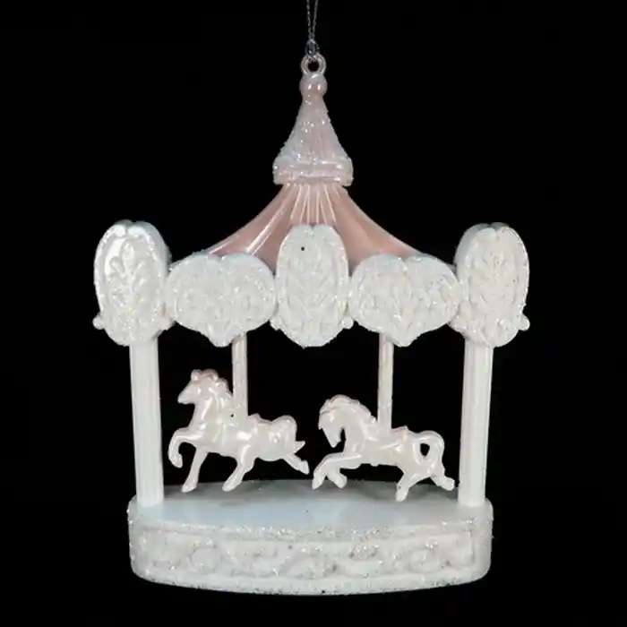 Елочные украшение, GLOBAL CHRISTMAS, Карусель, Белый/Розовый, Акрил